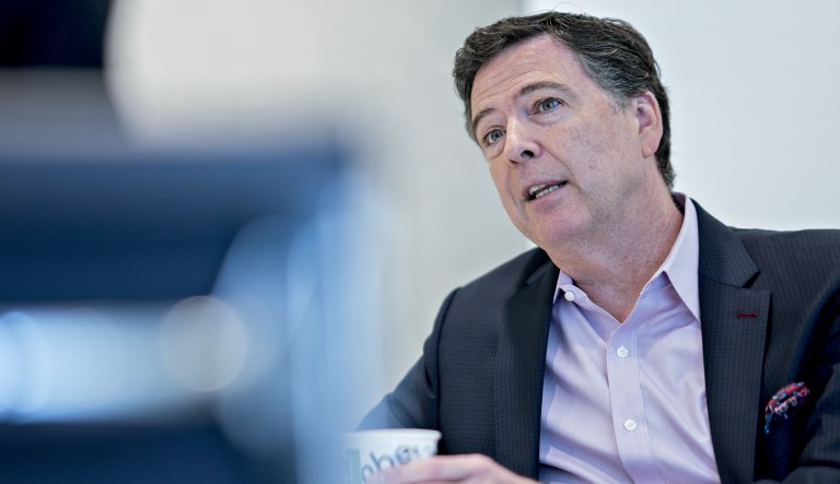 James Comey, former director of the FBI, speaks during an interview in Washington, D.C., on May 8, 2018.