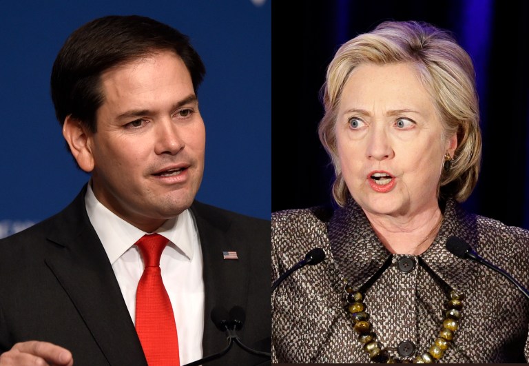 Millenials appear to align more strongly with GOP candidate Sen. Marco Rubio over former Senator and Secretary of State Hillary Clinton. (AP Photos)