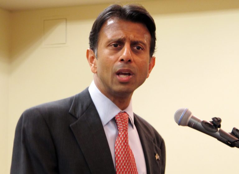 Gov. Bobby Jindal speaks about his upcoming economic development trip to Asia, at a meeting of the Baton Rouge Press Club on Wednesday, Jan. 8, 2014, in Baton Rouge, La. Jindal will be traveling to Japan, South Korea and Taiwan in a bid to attract new investment to Louisiana. (AP/Melinda Deslatte)