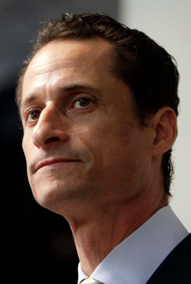 FILE - In a June 16, 2011 file photo, Anthony Weiner speaks to the media during a news conference in New York. Former U.S. Rep. Weiner, who resigned over a sexting scandal in 2011, says he's weighing a run for New York City mayor this year. The Democrat tells New York Times Magazine 