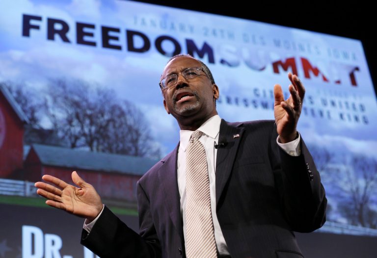 Dr. Ben Carson speaks during the Freedom Summit, Saturday, Jan. 24, 2015, in Des Moines, Iowa. (AP Photo/Charlie Neibergall)