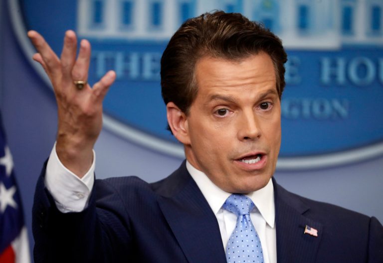 White House Communications Director Anthony Scaramucci unloaded on possible leakers, White House chief of staff Reince Priebus and chief strategist Steve Bannon, in colorful, graphic terms in a New Yorker interview. (AP Photo/Pablo Martinez Monsivais)