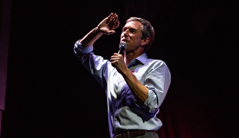 Representative Beto O'Rourke, a Democrat from Texas, speaks during concession speech at an election night rally in El Paso, Texas, U.S., on Tuesday, Nov. 6, 2018.