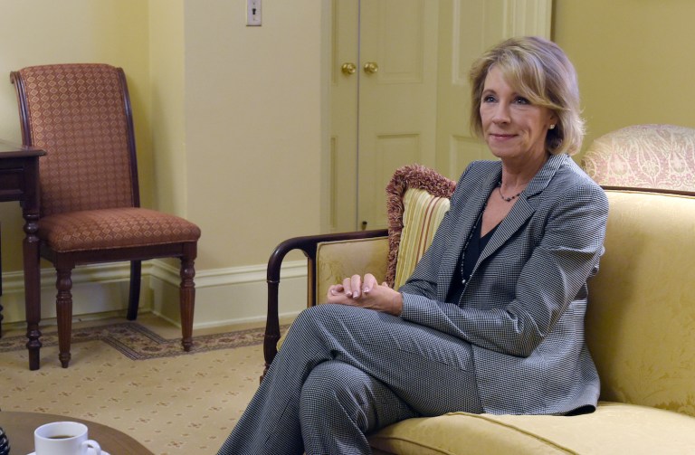 DeVos was chair of the American Federation for Children, a pro-school choice group. (AP Photo/Susan Walsh)