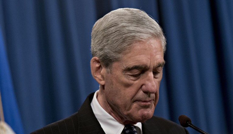 Special counsel Robert Mueller pauses while speaking at the Department of Justice in Washington, D.C., on Wednesday, May 29, 2019.