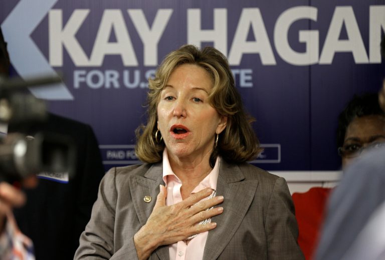 Outside groups supporting Sen. Kay Hagan, D-N.C., have run more than $15 million solely in negative ads to beat up her opponent, Republican state House Speaker Thom Tillis. (AP Photo/Gerry Broome)