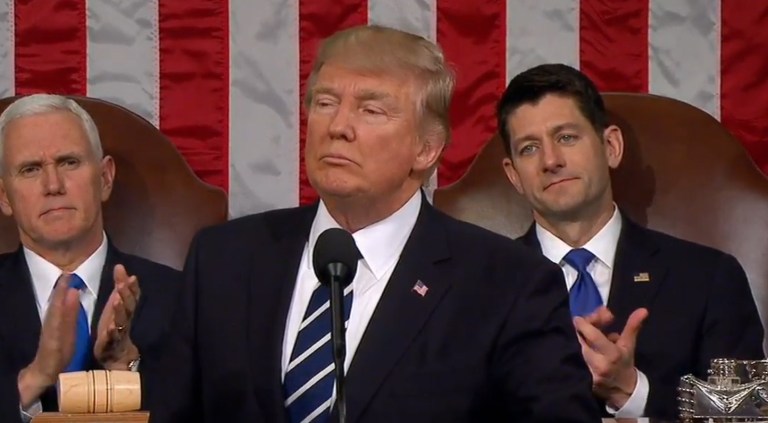 President Trump's joint address to Congress Tuesday evening was a mostly ho-hum affair. (Screen shot)