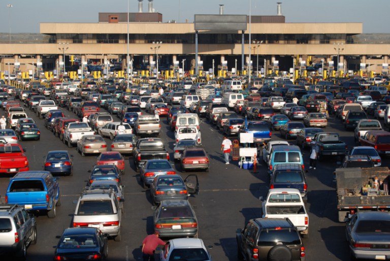 Cars line up to cross the U.S. border from Tijuana, Mexico. (iStock)