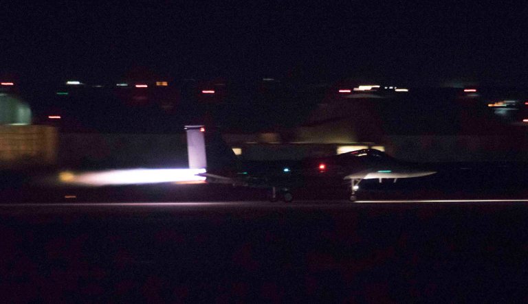 A U.S. Air Force F-15C Eagle takes off from the Kadena runway at Kadena Air Base, Japan. Kadena-based F-15s escorted U.S. Air Force B-1B Lancer bombers executing a mission east of North Korea, flown to demonstrate the ironclad U.S. commitment to the defense of its homeland and in support of its partners and allies. (U.S. Air Force photo/Senior Airman Quay Drawdy)