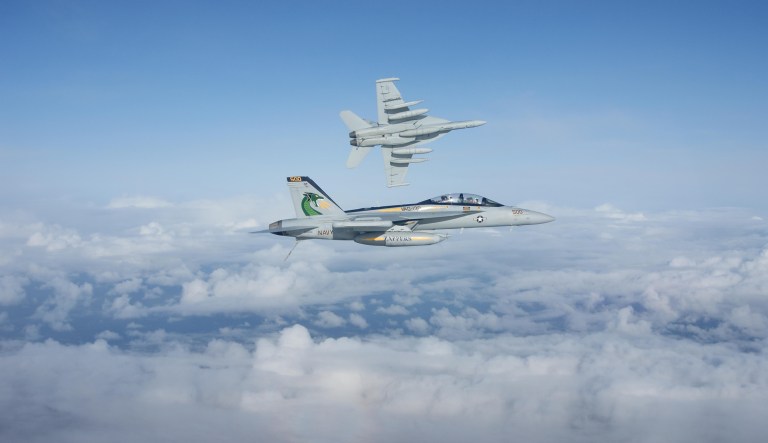 Residents took note of the sky writing on Thursday and posted pictures to social media. (U.S. Navy image)