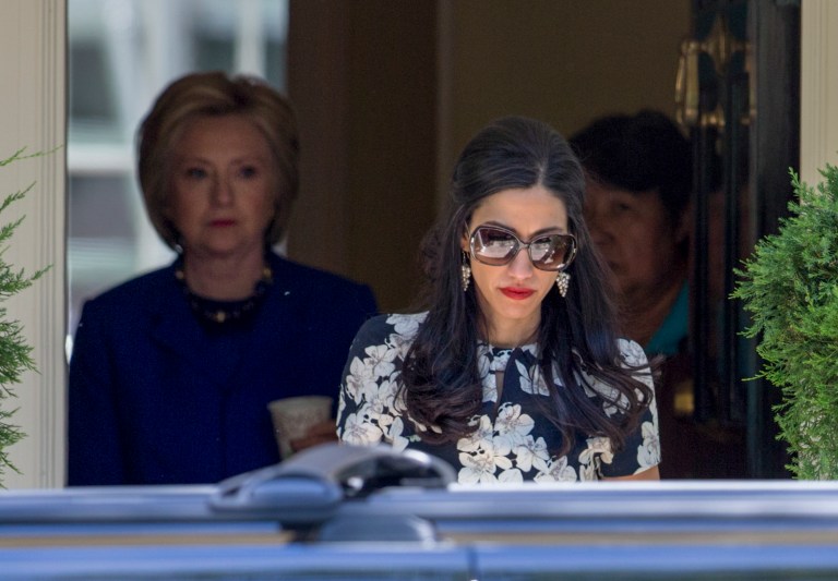 Huma Abedin's attorney issued a statement Monday evening revealing her client had no idea that a laptop she shared with her estranged husband, disgraced former congressman Anthony Wiener, contained emails possibly linked to Hillary Clinton's private homebrew server. (AP Photo/J. Scott Applewhite)
