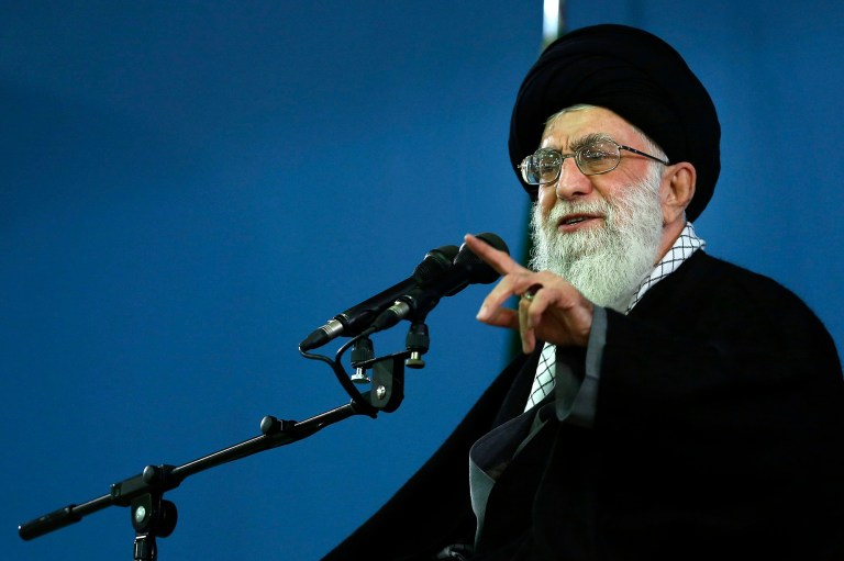 In this picture released by an official website of the office of the Iranian supreme leader, Supreme Leader Ayatollah Ali Khamenei delivers a speech, in Tehran, Iran, Monday, Feb. 17, 2014. Iran's top leader backs the continuation of nuclear negotiations with the West but says he doubts they will succeed. (AP Photo/Office of the Iranian Supreme Leader)