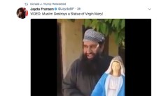 Trump retweets videos that claim Muslim men attacked innocent boy, Virgin Mary statue