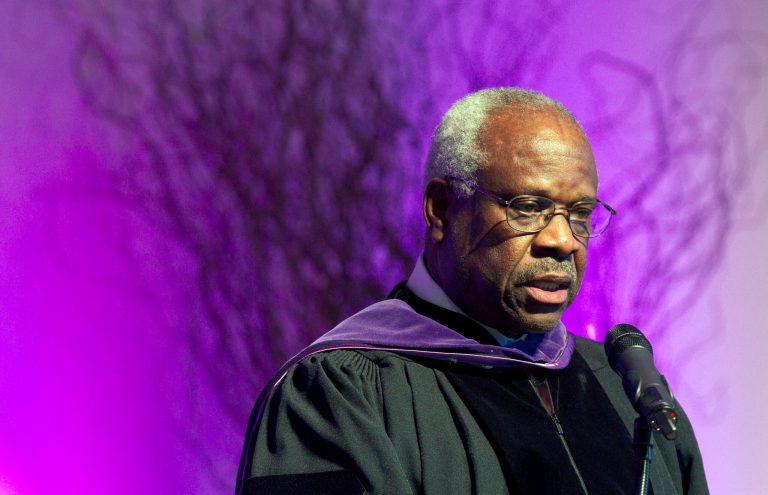 Clarence Thomas' opinions (at this point he has authored over 500) are notable for their clarity, tightness. (AP Photo/Michael Dwyer)