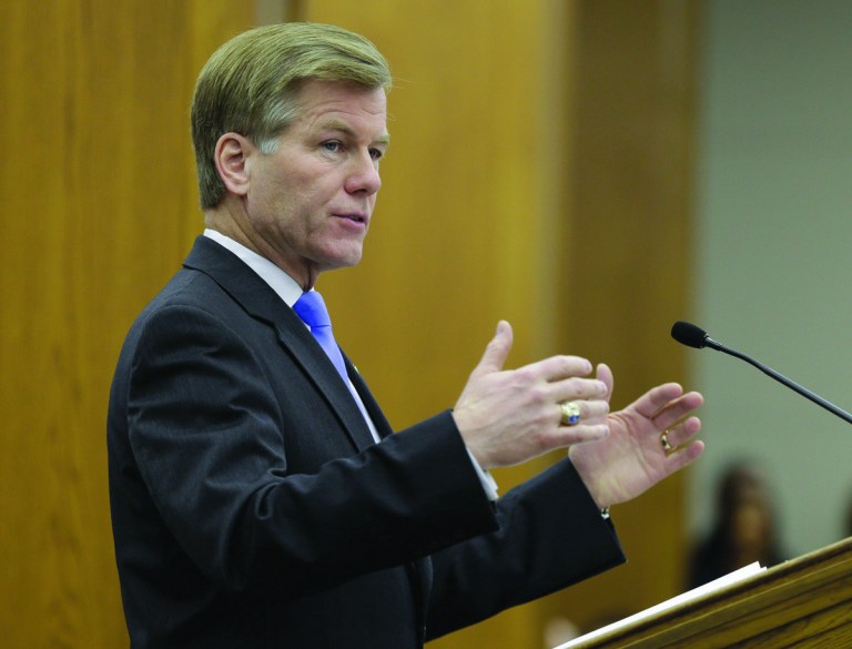 Virginia Gov. Bob McDonnell gestures as he addresses a joint meeting of the House Appropriations and Senate Finance committees at the Capitol Monday, Dec. 17, 2012 in Richmond, Va.  McDonnell delivered his 2013 budget proposals to the committees.   (AP Photo/Steve Helber)