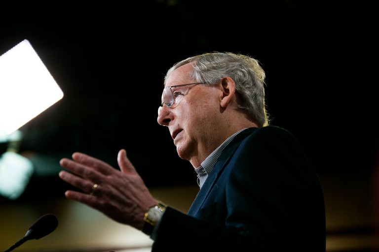 McConnell on Monday said he too will ensure that any infrastructure spending is paid for and wants to avoid an effort to replicate the $800 million stimulus bill passed in early 2009. (Graeme Jennings/Examiner)