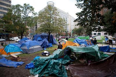 Protestors camping out in McPherson Square in Washington, D.C.
