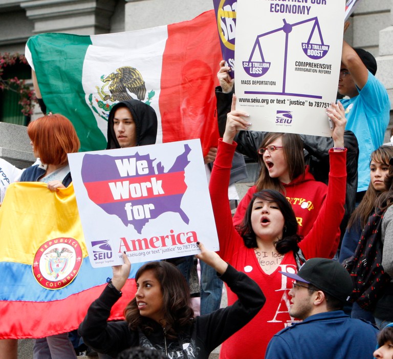Students protest immigration laws at the Capitol in Denver, Friday, April 30, 2010. (AP Photo/Ed Andrieski)