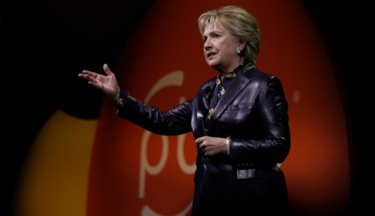 Clinton unveiled at least two new excuses to explain her stunning and humiliating loss last fall to Donald Trump, a former reality show host. (AP Photo/Ben Margot)