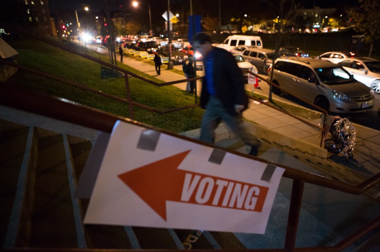 A voter heads to the polls in Northeast D.C. (Graeme Jennings/Examiner)