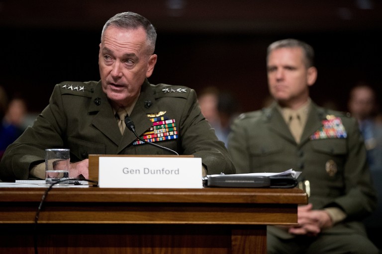 Joint Chiefs Chairman Gen. Joseph Dunford and the former uniformed leader of the Air Force were viewed as 