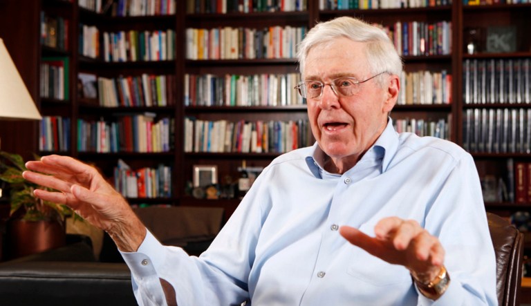 Charles Koch says society's key institutions are leaning too heavily on a bloated federal bureaucracy, in a new video that revealed what's on his mind a day before the Koch brothers' Seminar Network holds a summit meeting in Colorado Springs. (Bo Rader/The Wichita Eagle via AP, File)