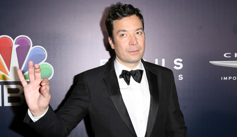 Jimmy Fallon mocked the immigration bill promoted Wednesday by President Trump, saying the president would have to deport himself over his English-speaking skills. (Photo by Rich Fury/Invision/AP)