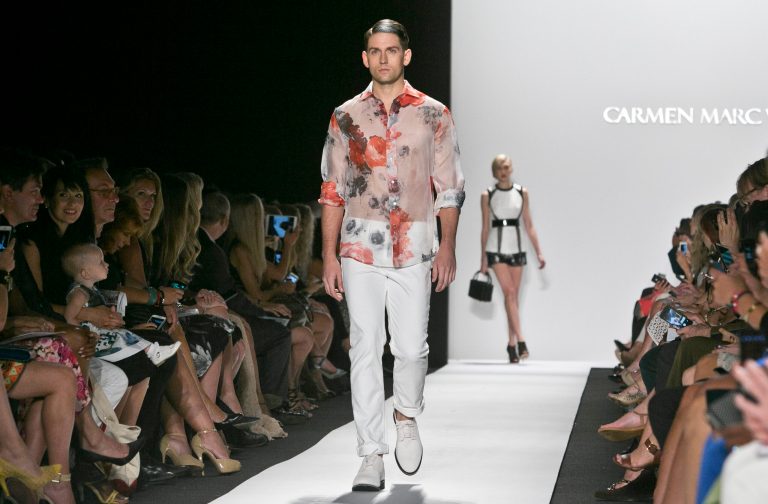 Fashion from Carmen Marc Valvo Spring 2015 collection is modeled during Fashion Week on Friday, Sept. 5, 2014 in New York.  (AP Photo/Bebeto Matthews)
