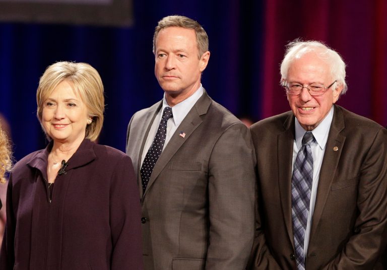 The Democratic candidates for president immediately reacted to the mass shooting in San Bernardino. (AP Photo/Chuck Burton)