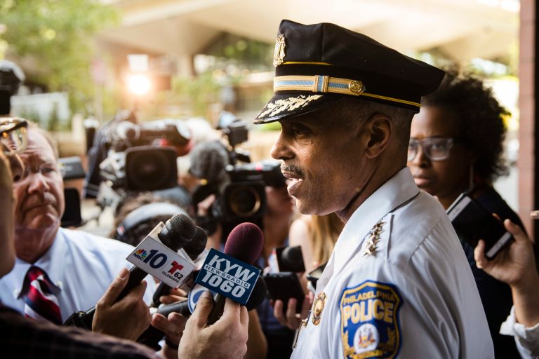Philadelphia Police Commissioner Richard Ross speaks with members of the media after Attorney General Jeff Sessions spoke at the U.S. Attorney's Office in Philadelphia, Friday, July 21, 2017. Sessions on Friday told a roomful of federal prosecutors and law enforcement officials that cities like Philadelphia are 