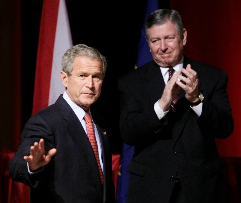 After the 9/11 attacks, President George W. Bush and Attorney General John Ashcroft pushed through the Patriot Act, which set the groundwork for the National Security Council's controversial phone-tapping program. (AP Photo/Pablo Martinez Monsivais)