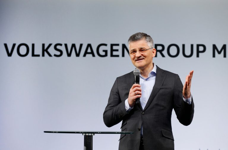 Michael Horn, President and CEO of Volkswagen Group of America, speaks in Detroit, Sunday, Jan. 10, 2016.  (AP Photo/Paul Sancya)