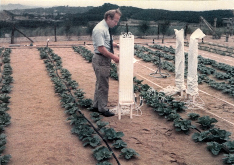   This 1971 photo provided by The World Food Prize Foundation shows Dr. Daniel Hillel introducing drip irrigation in Japan. Hillel, who is credited with developing drip irrigation methods that conserve water while allowing food to be grown in some of the world's driest climates, was named the winner of the World Food Prize, Tuesday, June 12, 2012. (AP Photo/This undated photo provided by The World Food Prize Foundation)  