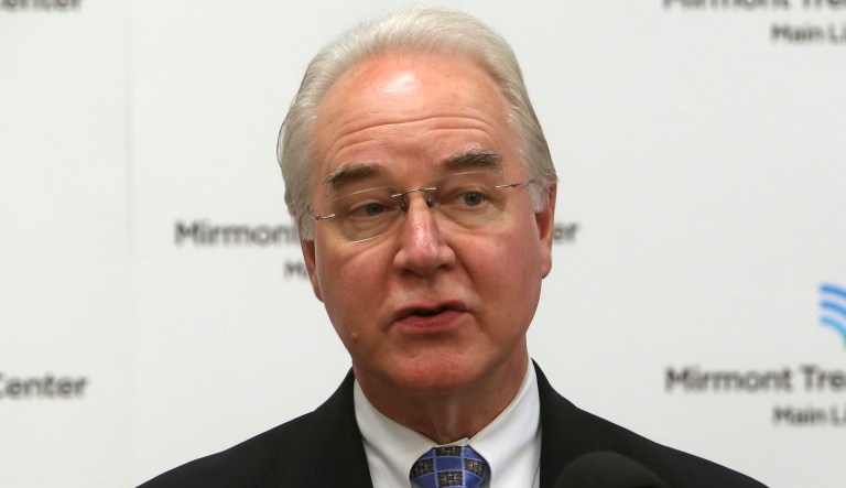 Senate Democrats are demanding information from HHS Secretary Tom Price about his use of private planes for official government travel. (AP Photo/Jacqueline Larma)