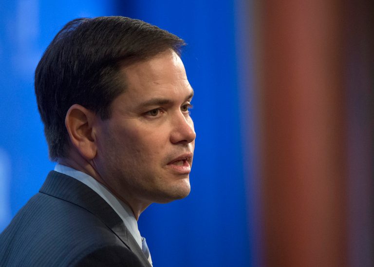 Republican presidential candidate Sen. Marco Rubio, R-Fla., discusses their recently released tax reform plan, Wednesday, April 15, 2015, at the Heritage Foundation in Washington. (AP Photo/Molly Riley)