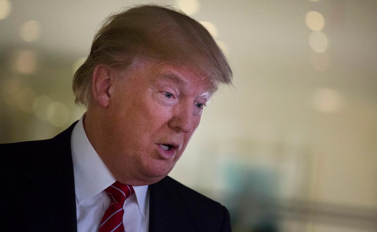 Trump, who delivered a speech on Monday about reforming the Department of Veterans Affairs, has dismissed calls to release his tax returns by promising to do so once they are done being audited by the IRS. (John Taggart/Bloomberg, File)