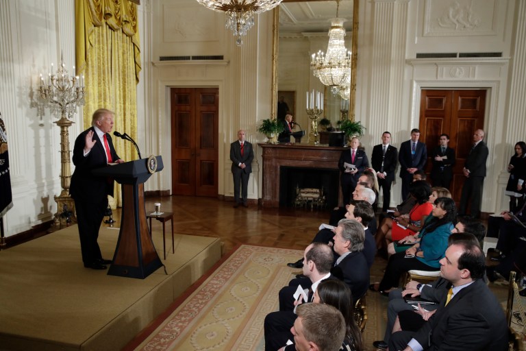 Trump said the media have been unfair to him, and repeatedly called critical news stories "fake."