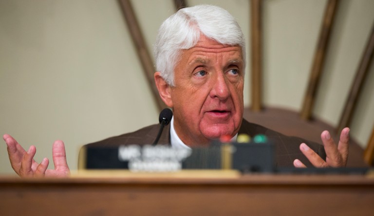 House Natural Resources Committee Chairman Rep. Rob Bishop, R-Utah, speaks on Capitol Hill in Washington, D.C. (AP Photo/Evan Vucci, File)