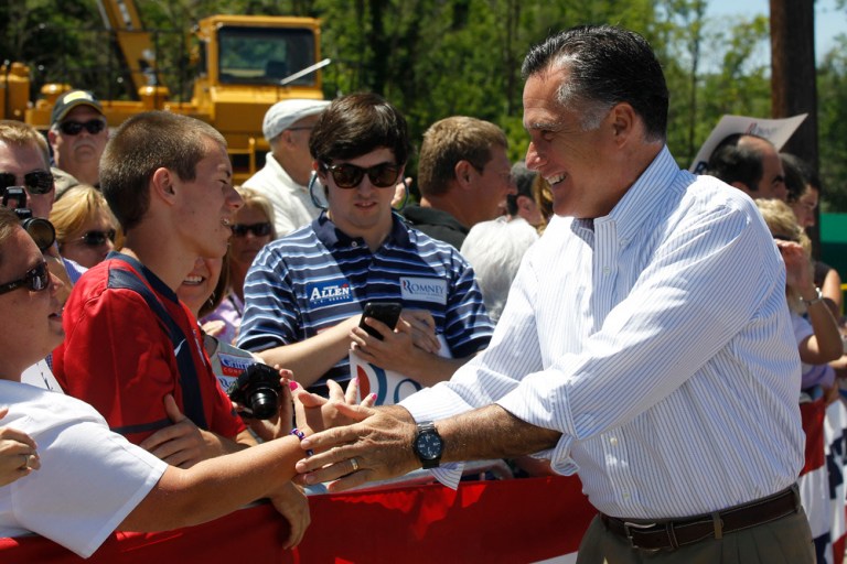 Republican presidential candidate Mitt Romney campaigns at Carter Machinery Company, Inc., in Salem, Va., Tuesday, June 26, 2012. (AP Photo/Charles Dharapak)