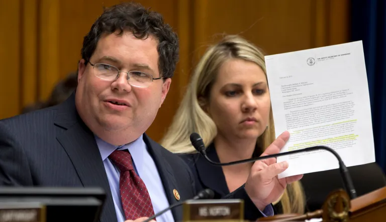 Farenthold's former communications director, Lauren Greene, sued him in December 2014 claiming gender discrimination, sexual harassment, and a hostile work environment. (AP Photo/Jacquelyn Martin)