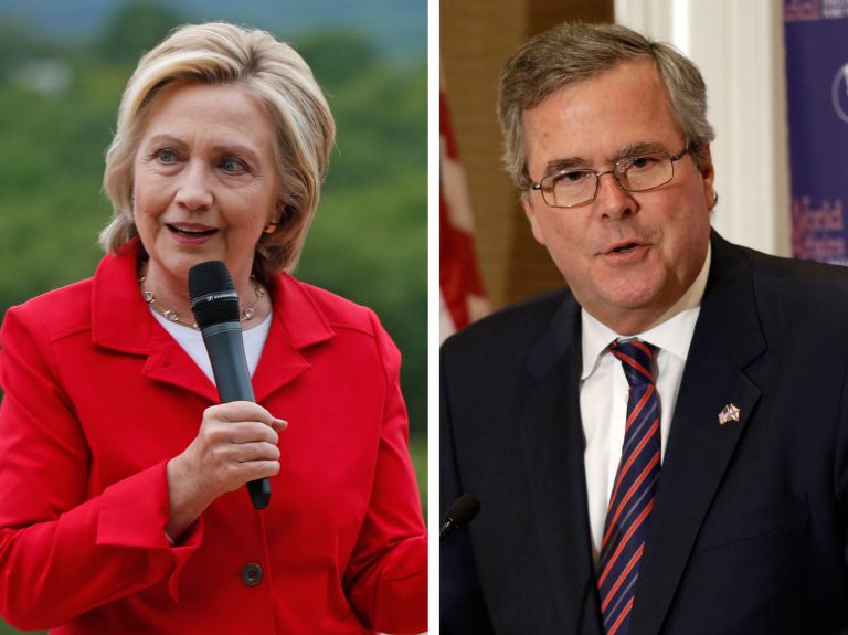 According to Republican presidential candidate Jeb Bush, Democratic rival Hillary Clinton's greatest weakness is her lack of trustworthiness. (AP Photos)