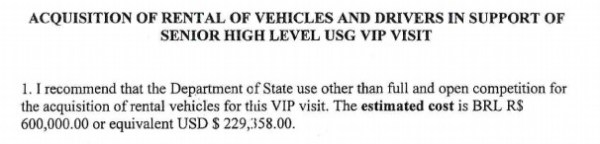 Hotel and Vehicles for Biden’s New Year’s Day Brazil Visit: $421K