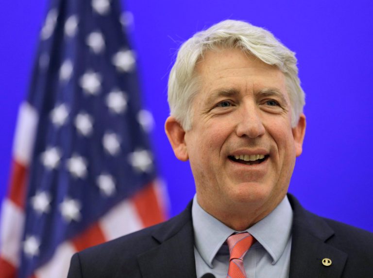 Virginia Attorney General Mark Herring smiles during a news conference at the Capitol in Richmond, Va. (AP Photo/Steve Helber, File)