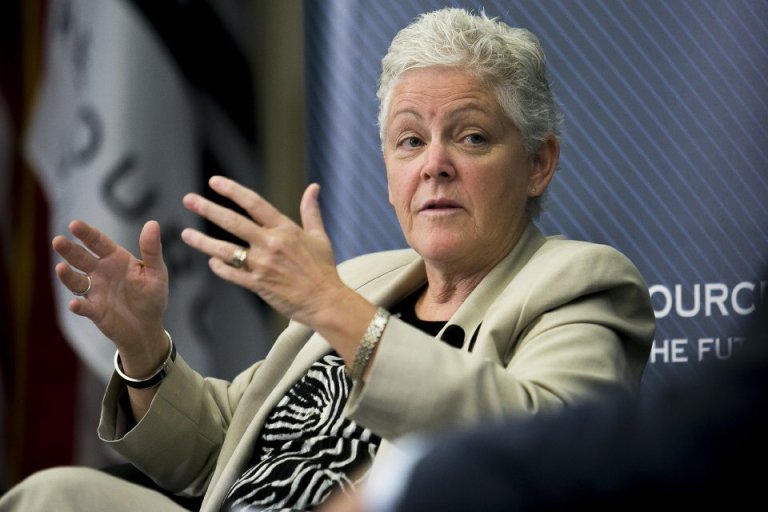Environmental Protection Agency Administrator Gina McCarthy talks at a policy leadership forum on energy and environmental issues on Thursday at the Resources for the Future think tank in Washington. (Graeme Jennings/Washington Examiner)