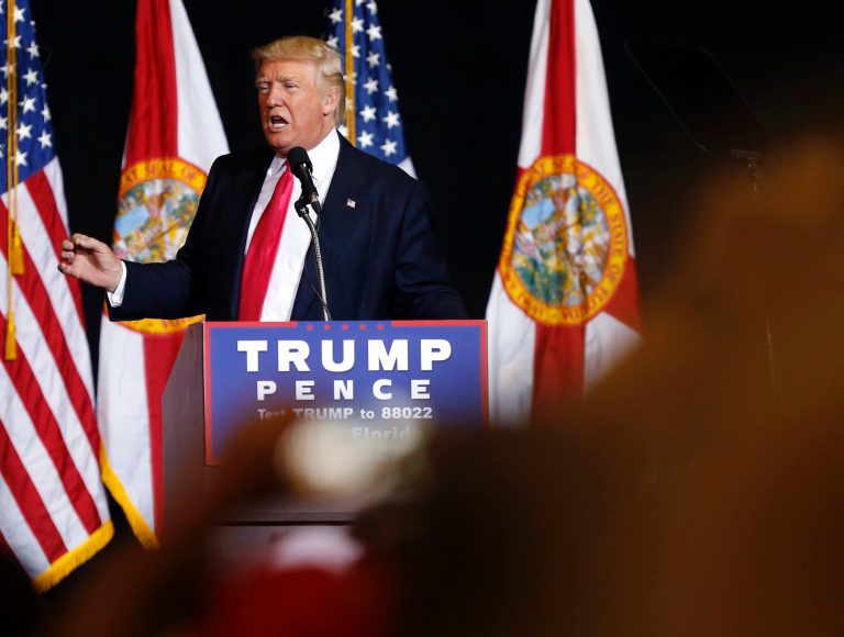 Donald Trump speaks at a campaign rally in Tampa, Fla. For Trump, the fight for Florida begins and ends with mass appeal: signature rallies and direct social media contact with voters who believe he can 