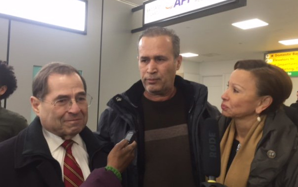 Hameed Khalid Darweesh, who worked on behalf of the U.S. government in Iraq for the past 10 years as an interpreter for the U.S. Army following the invasion of Iraq in 2003, was released Saturday afternoon, announced Rep. Jerry Nadler on Twitter. (Photo courtesy of Rep. Jerry Nadler, via Twitter)