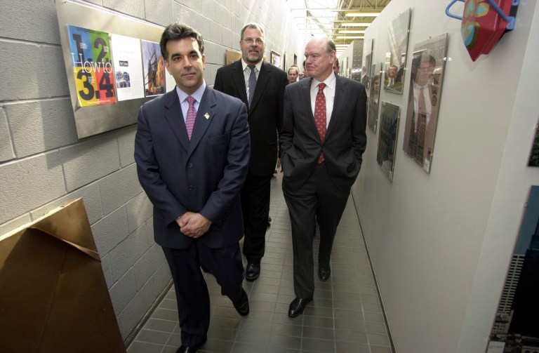 Former Small Business Administrator Hector Barreto, left, has founded multiple successful companies in his own right, including Barreto Associates, a Southern California-based international consulting firm that cultivates profitable relationships for small businesses with big corporations and government procurement agencies. (AP/David Pulliam)