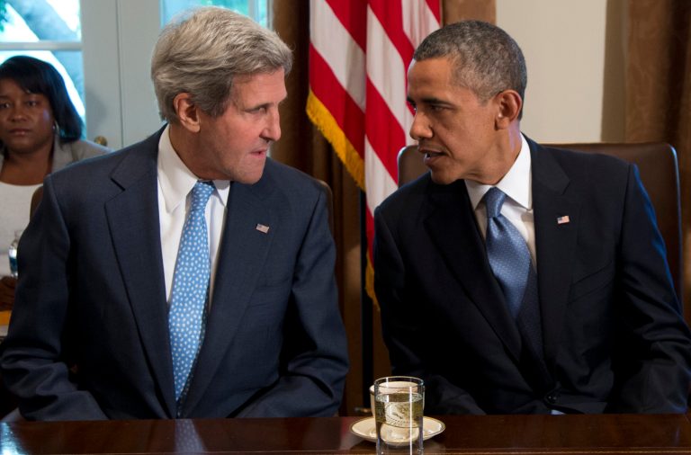 Secretary of State John Kerry, left, will be taking the place of President Obama for two of the four stops on his planned trip to Asia. (AP Photo/Carolyn Kaster)