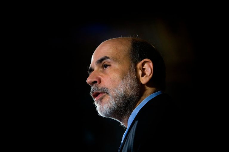 With his tenure as Federal Reserve chairman winding down, Ben Bernanke once again defended his record in steering the central bank through the financial crisis of 2008 and the ensuing prolonged recession at an event at the Brookings Institution Thursday morning. (Brendan Smialowski/Getty images)