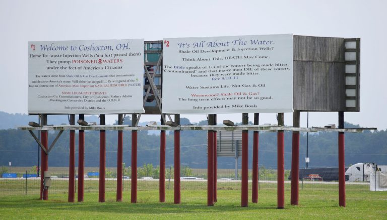 Brine firm sues over biblical fracking billboard